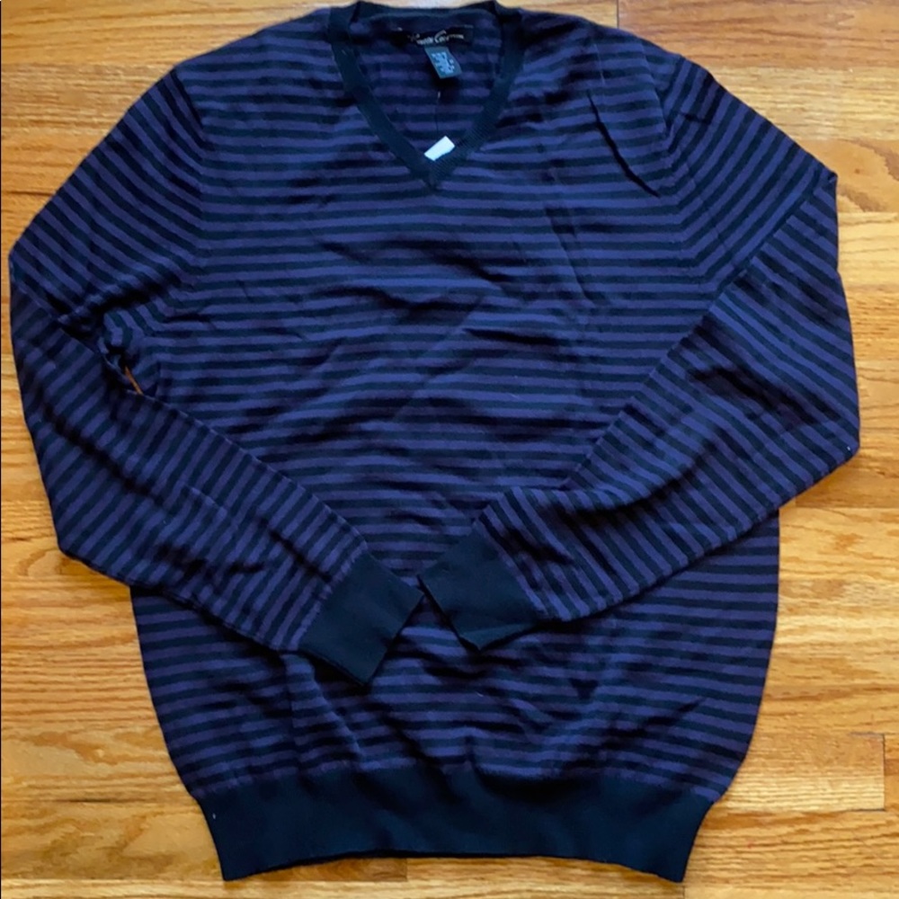 Kenneth Cole Purple/Black Striped Sweater